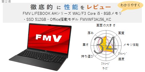 評価41点】FMV LIFEBOOK AHシリーズ WA1/F3 Core i5・8GBメモリ・SSD 